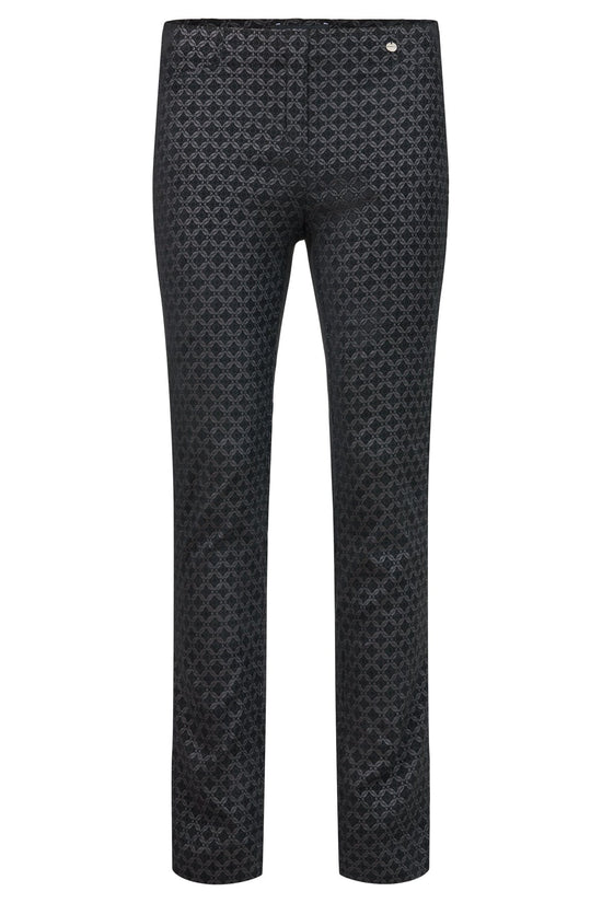 Robell Trousers Rose Trousers in Geometric Black