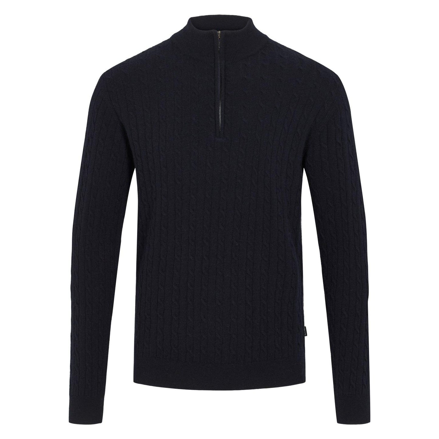 SAND - Mens Ibro Merino Half Zip Cable Knit in Black