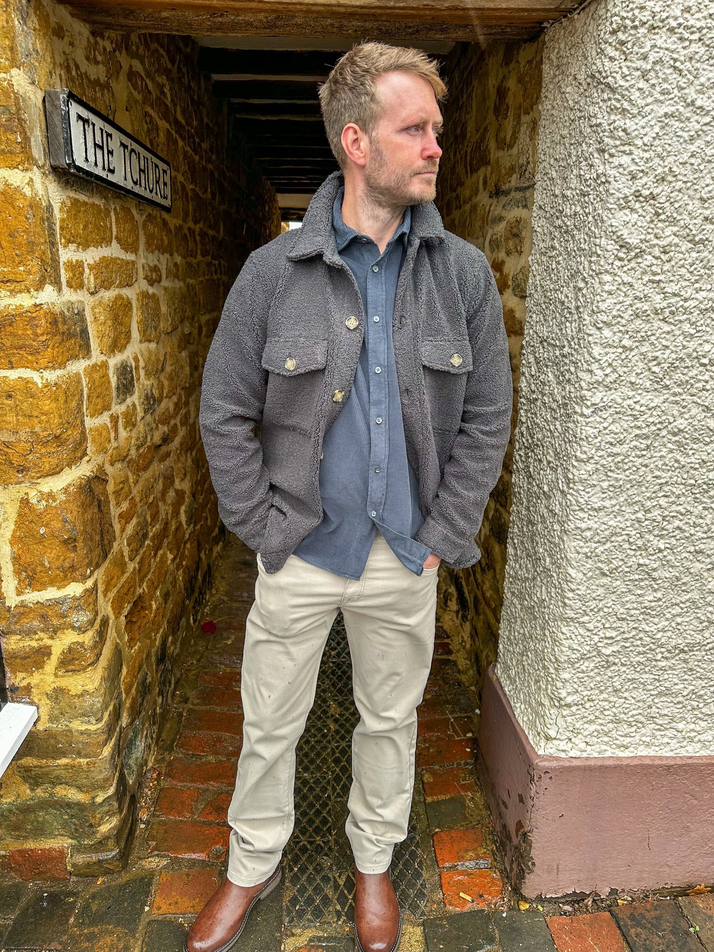 SAND - Mens Mens Jackets Anders Teddy Over Shirt in CHARCOAL