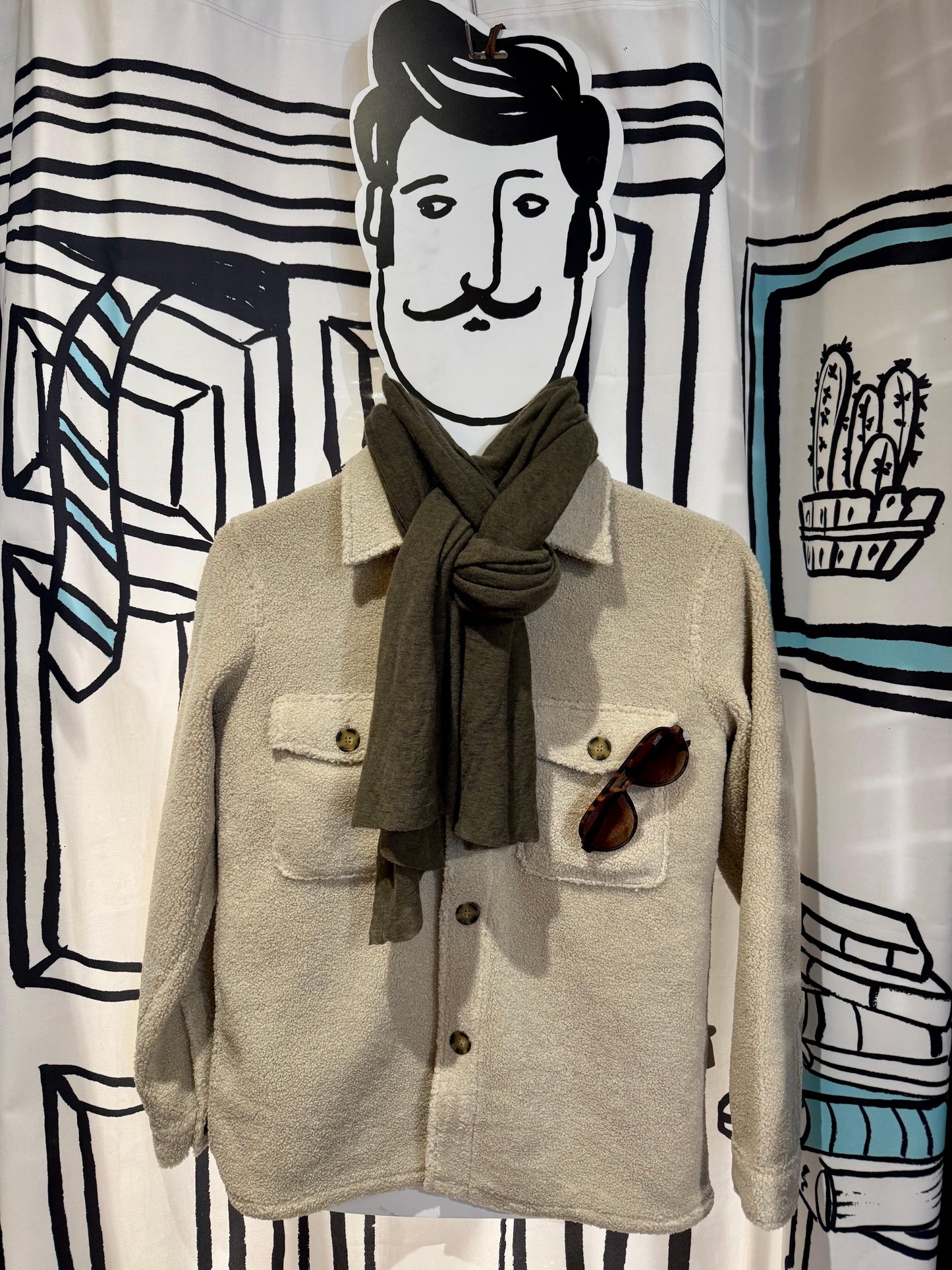 SAND - Mens Mens Jackets Anders Teddy Over Shirt in Cream