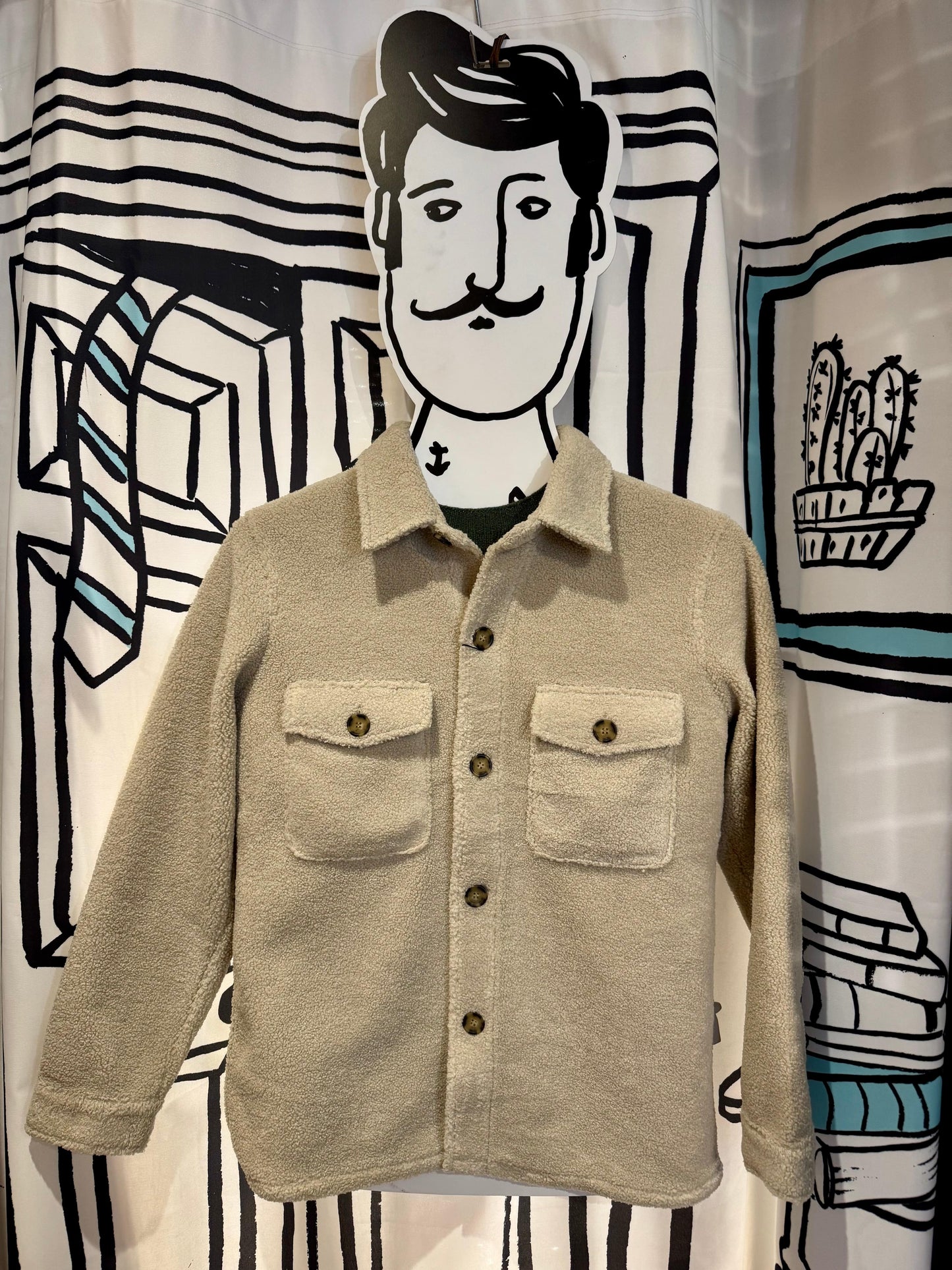 SAND - Mens Mens Jackets Anders Teddy Over Shirt in Cream