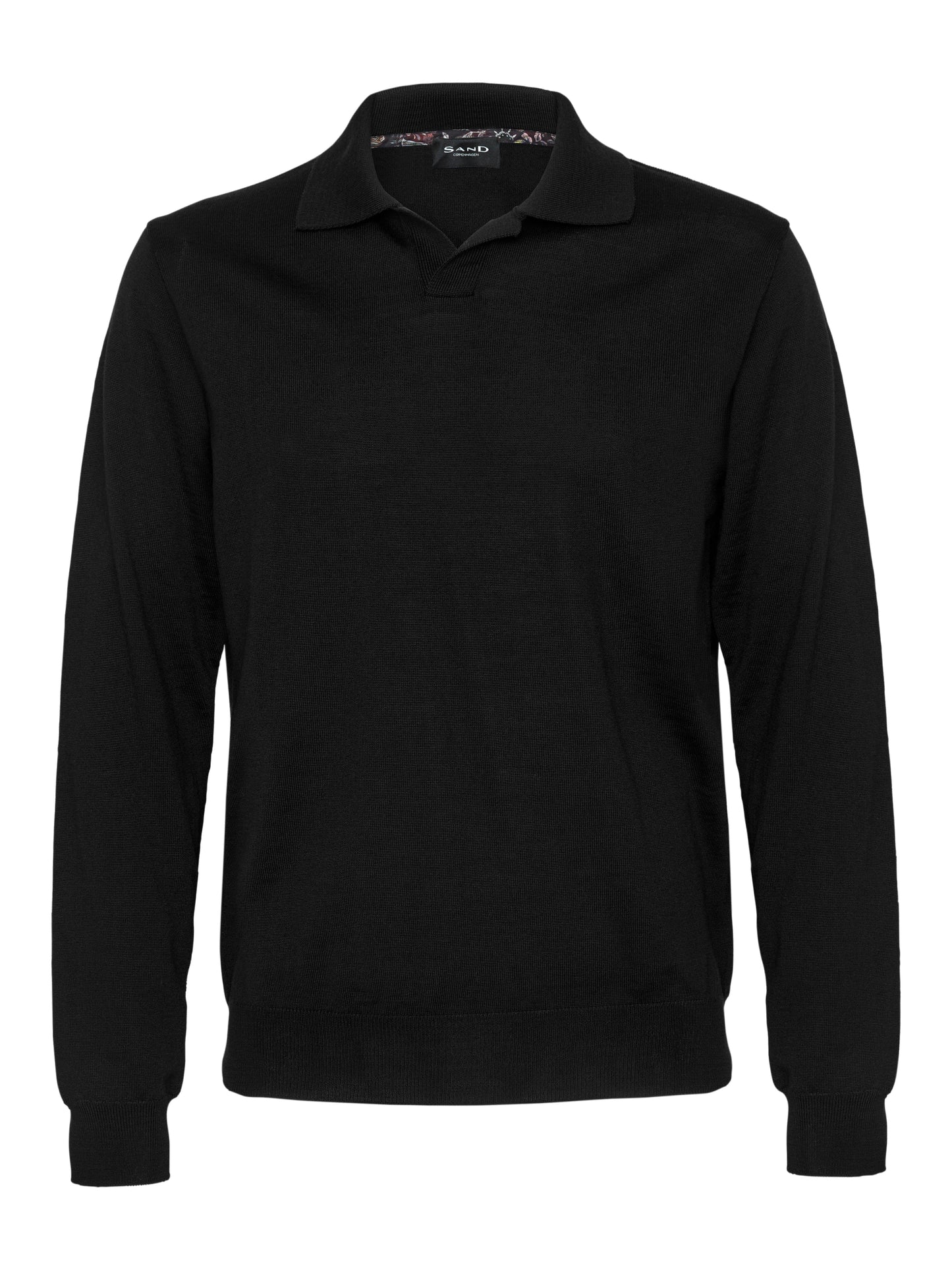 SAND - Mens Mens Knitwear Black Merino Polo Jumper