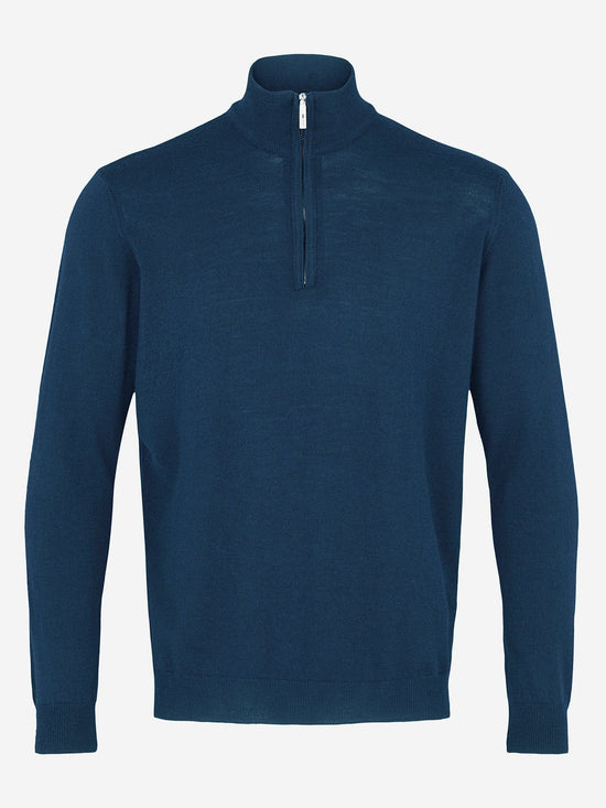 SAND - Mens Mens Knitwear Ibro Merino Half Zip Jumper in Blue