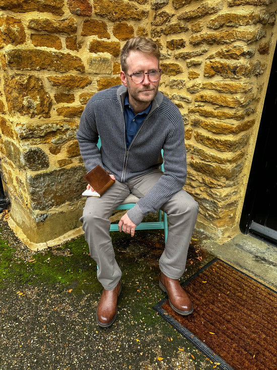 SAND - Mens Mens Knitwear Ingram Full Zip Knit in Navy & Grey