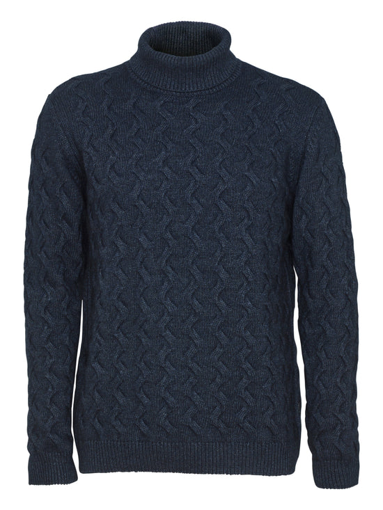 SAND - Mens Mens Knitwear Navy Cable Knit Jumper