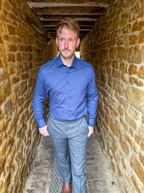 SAND - Mens Mens Shirts Slate Blue Flannel Shirt