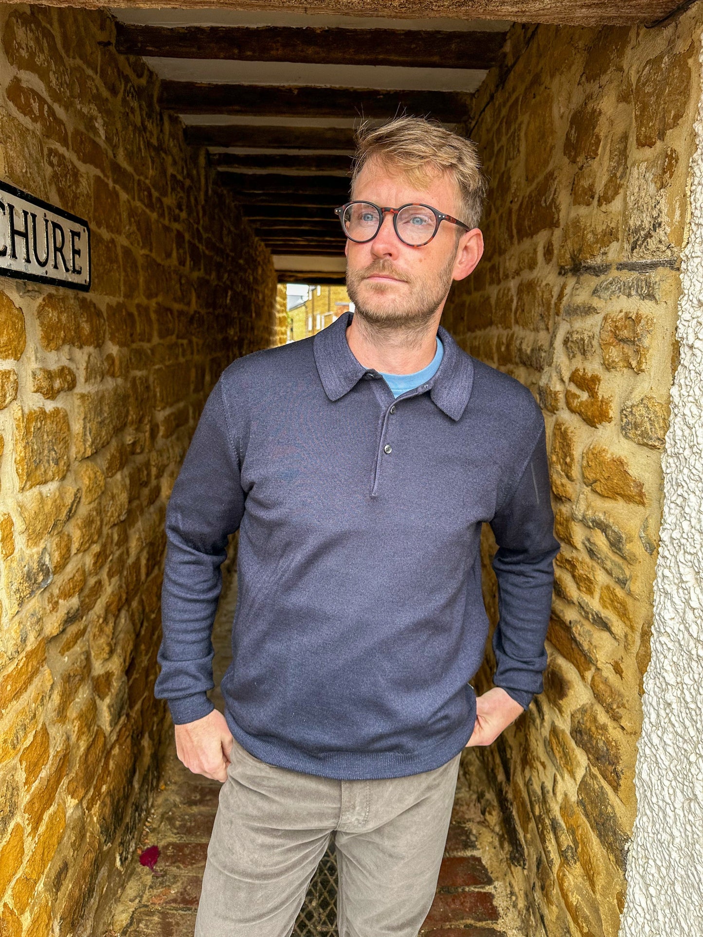 SAND - Mens Mens T-Shirts Navy Breeze Polo