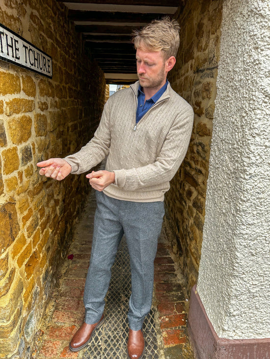 SAND - Mens Mens Trousers Craig Tailored Wool-Blend Trouser in Green/Grey