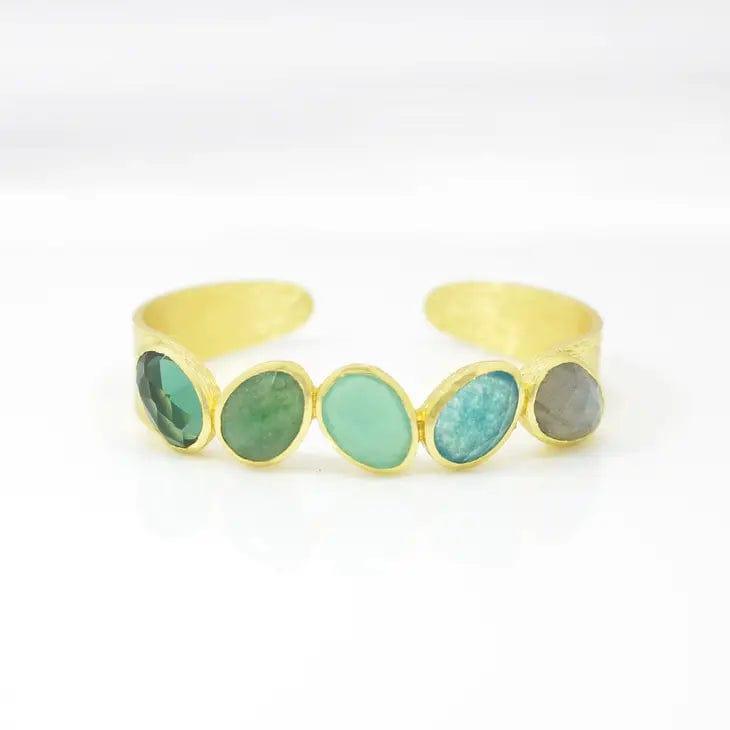 Schmuckoo Berlin Bracelets Golden Cuff Bangle Tourmaline , Aventurine and Labradorite