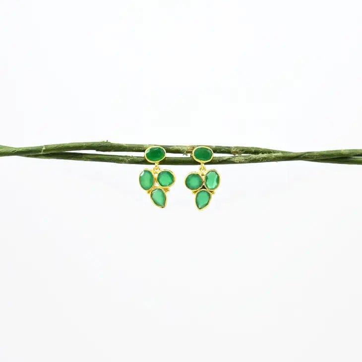 Cluster Boho Earrings Green Onyx