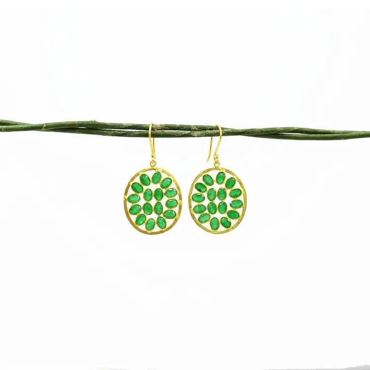 Cluster Oval Earrings Green Jade