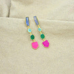 Schmuckoo Berlin Earrings Multicolour Earrings Gold in Pink Fuchsia, Chalcedony & Onyx
