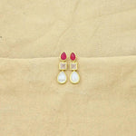 Ophelia Earrings Gold in Rose Quartz, Pink Jade & Moonstone
