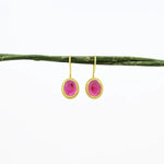 Oval Boho Chic Earrings Pink Tourmaline