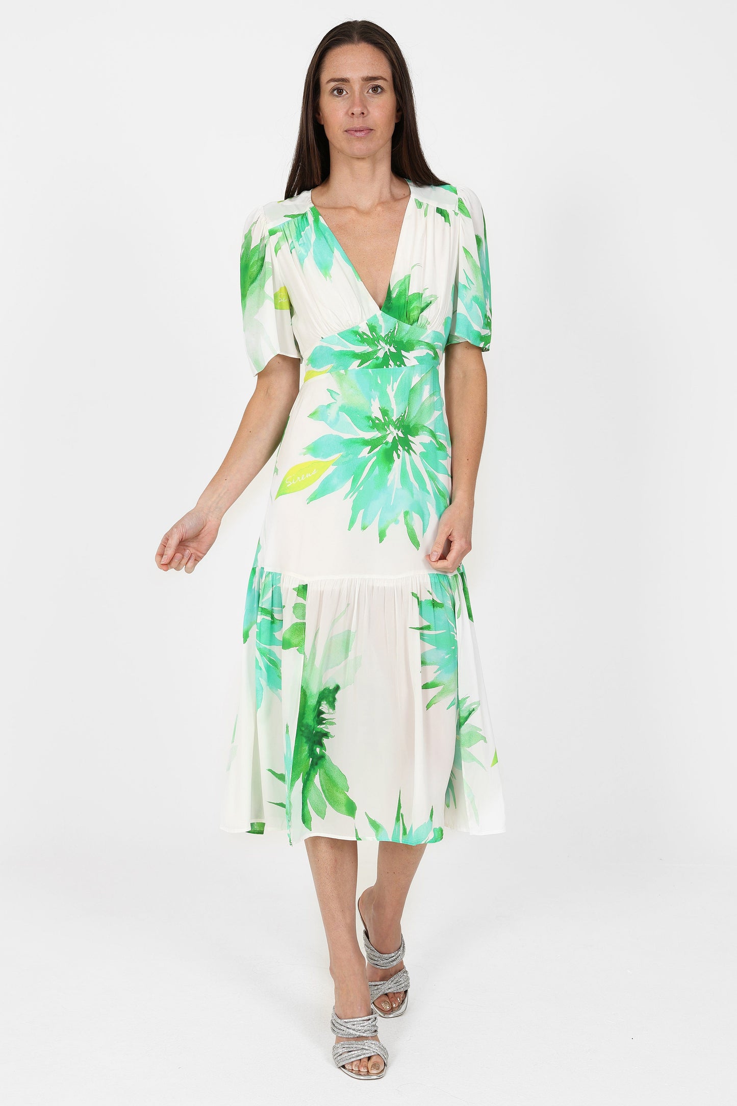 SIRENS London Dresses Imelda Dress in Green Flowers