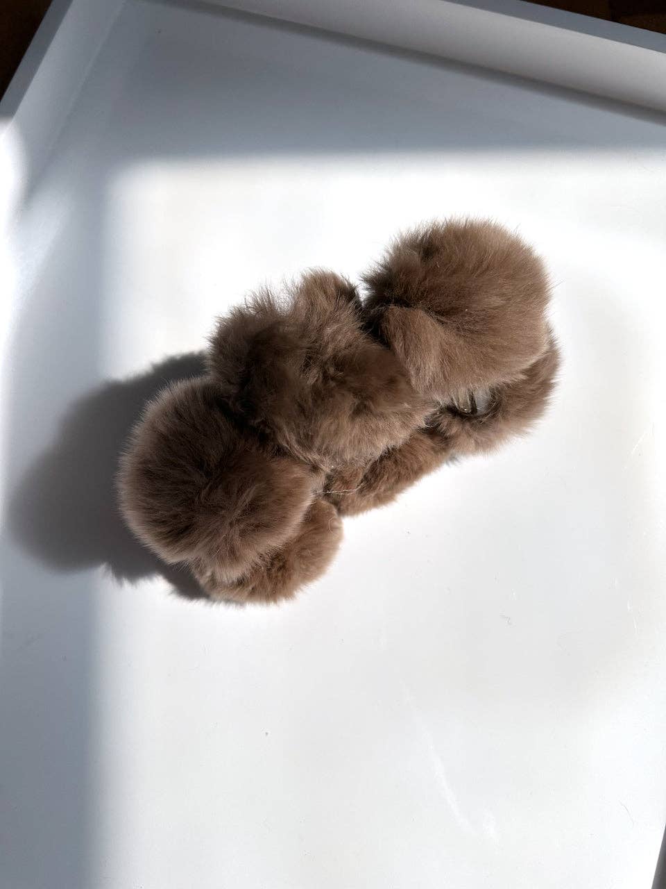 Solar Eclipse Accessories Fluffy Pom Vegan Fur Claw Hair Clip: Brown