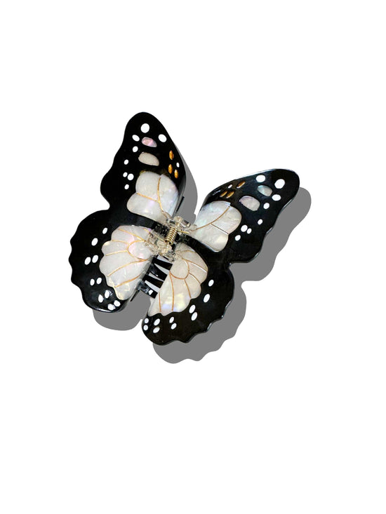 Solar Eclipse Accessories Hand-painted Monarch Butterfly Claw Hair Clip | Eco-Friendly: White