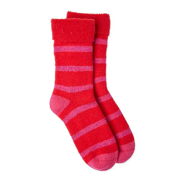 Somerville Slipper Socks Slipper Socks ONE SIZE Slipper Socks Glitter Stripe - Red/Pink