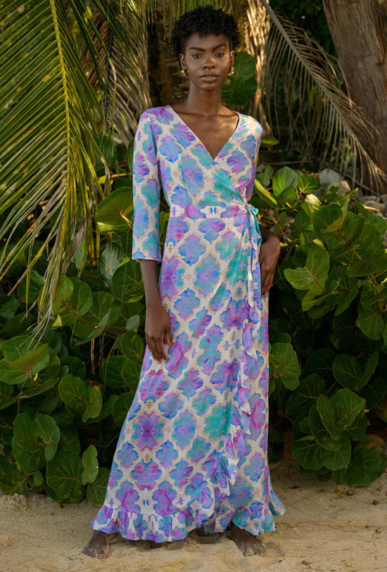 Floral ruffle wrap dress hot sale