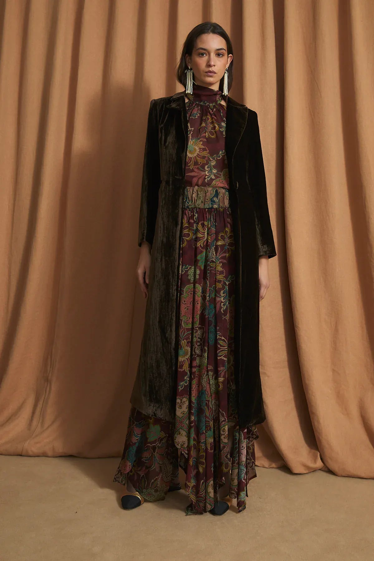 Sophie + Lucie Coats Cosima Brown Velvet Coat