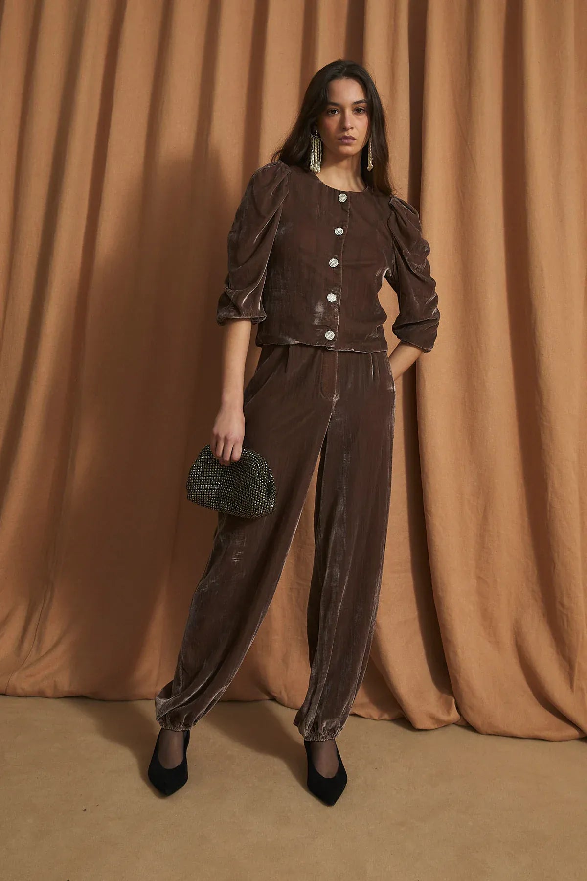 Sophie + Lucie Jackets FAROL VELVET BROWN JACKET