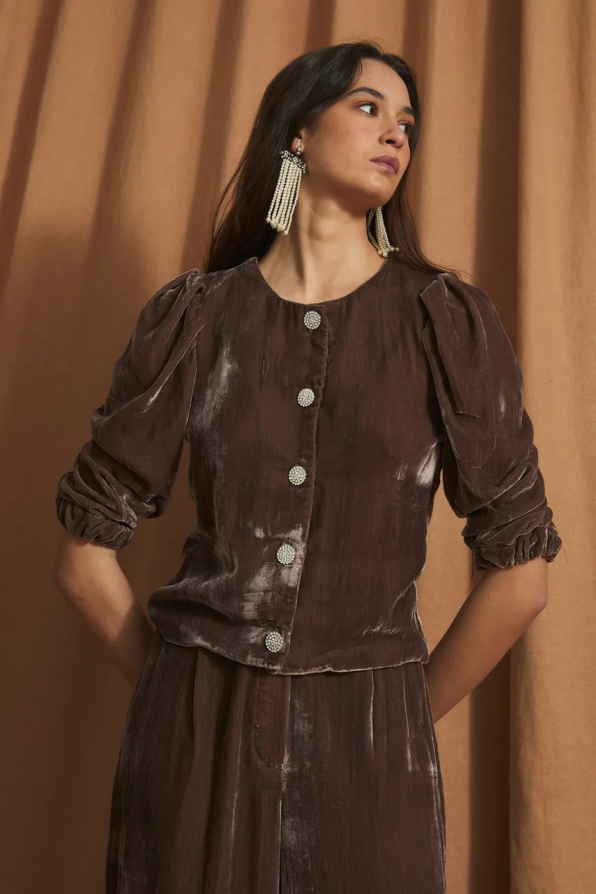 Sophie + Lucie Jackets FAROL VELVET BROWN JACKET