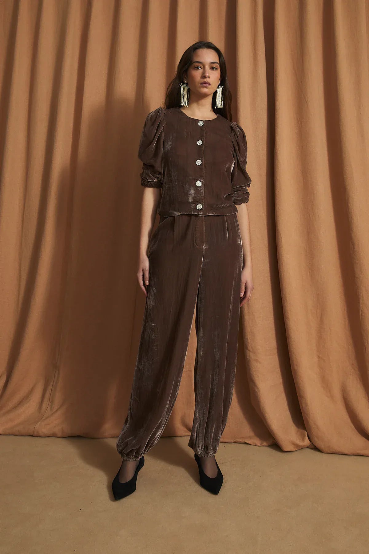 Sophie + Lucie Jackets FAROL VELVET BROWN JACKET