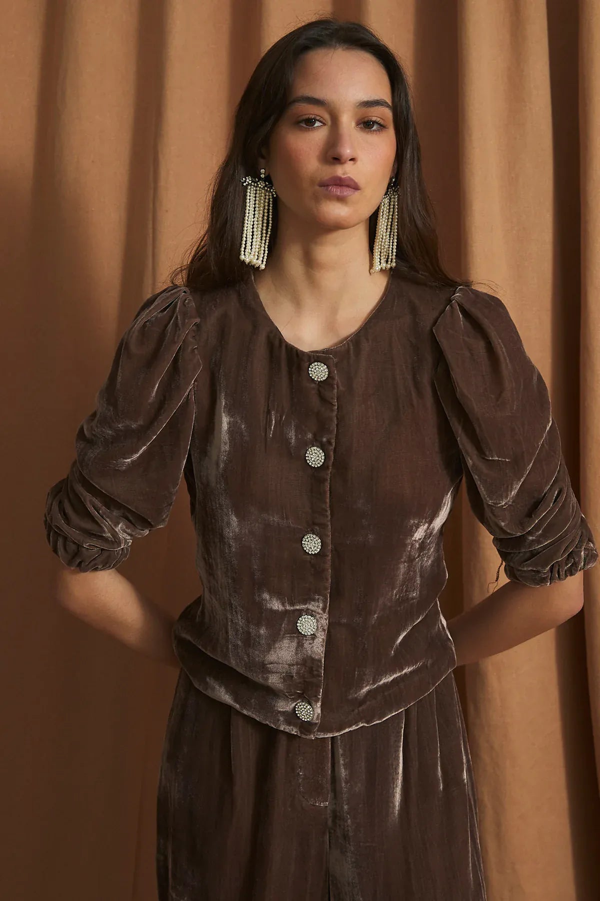 Sophie + Lucie Jackets FAROL VELVET BROWN JACKET