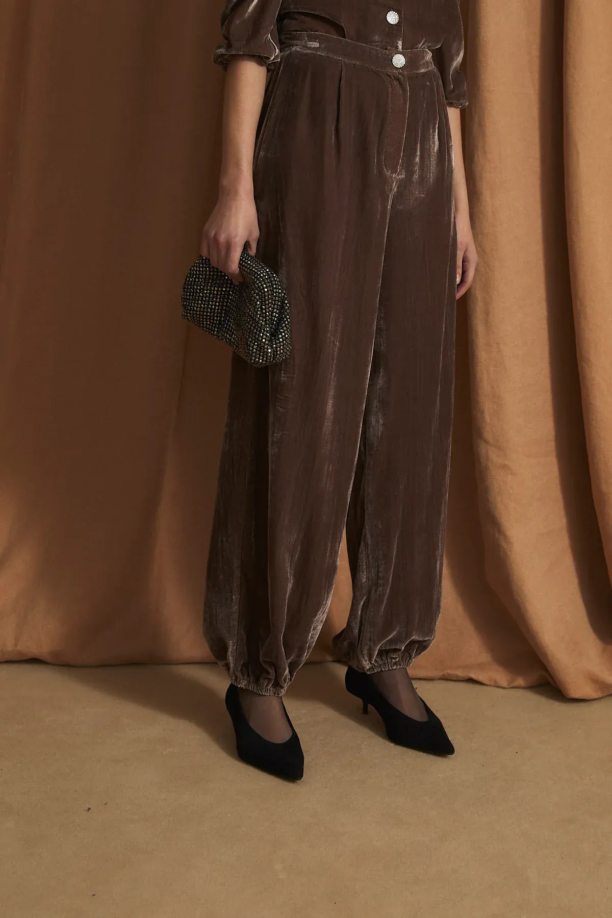 Sophie + Lucie Trousers LINDA VELVET BROWN TROUSERS