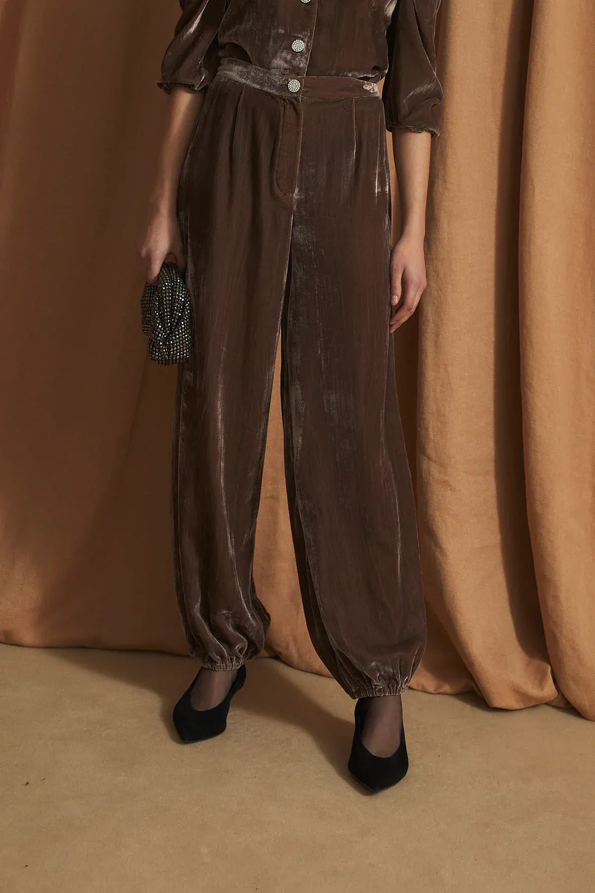 Sophie + Lucie Trousers LINDA VELVET BROWN TROUSERS