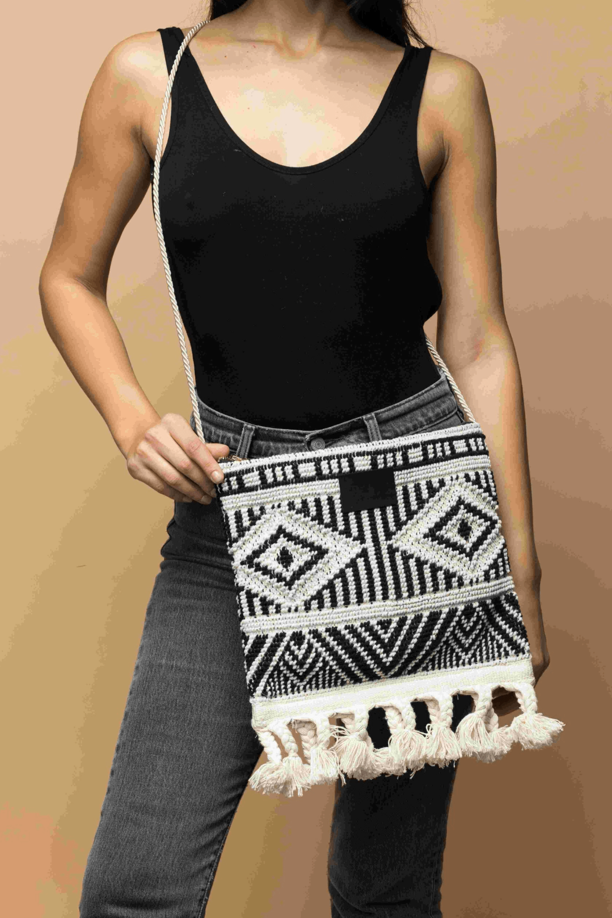 Sorena Handmade Sorena Tagari Bag Black & White