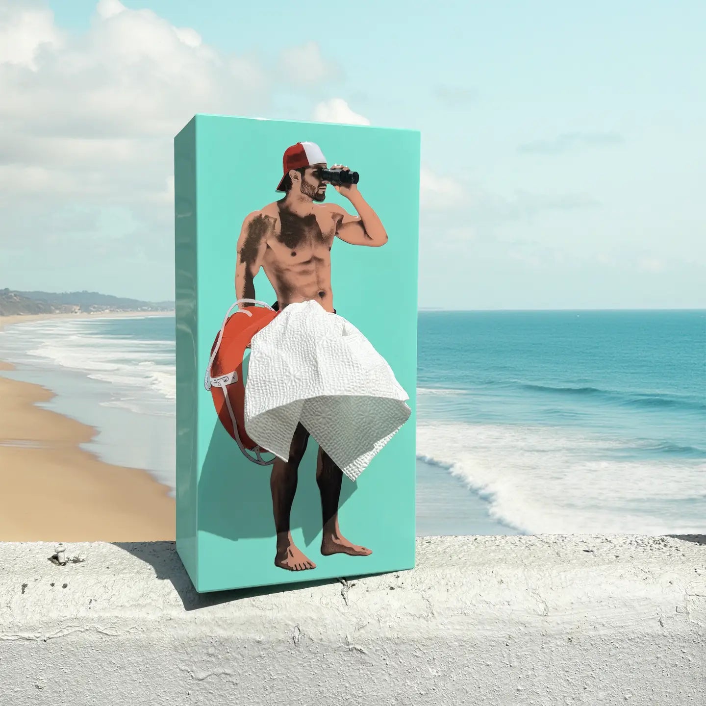 Spextrum Home Tissue Up Box Binoculars Man on Turquoise