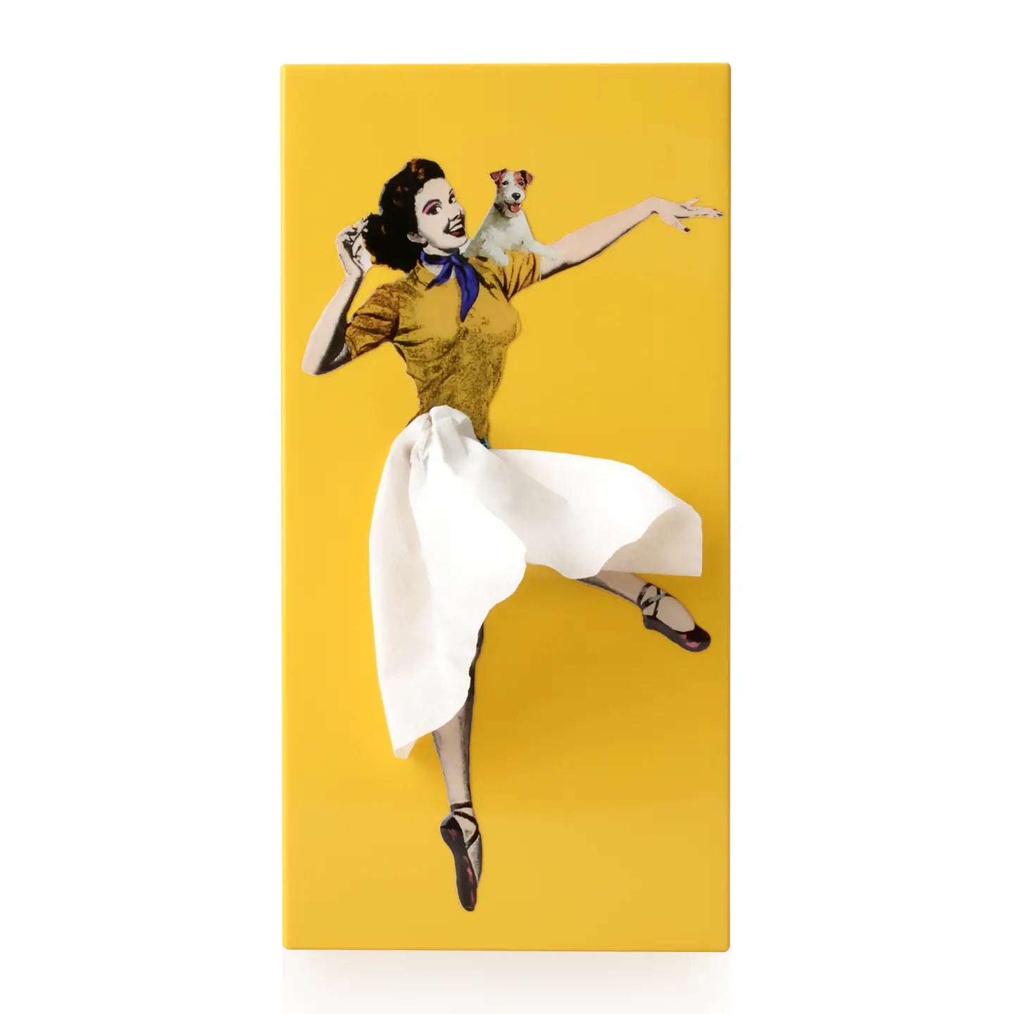 Spextrum Home Tissue Up Box Lady with Dog Yellow