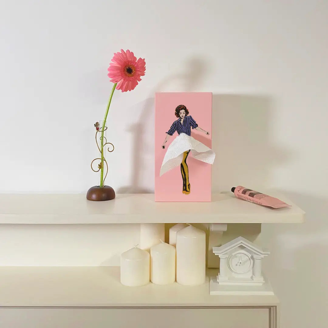 Spextrum Home Tissue Up Box Striped Shirt on Pink