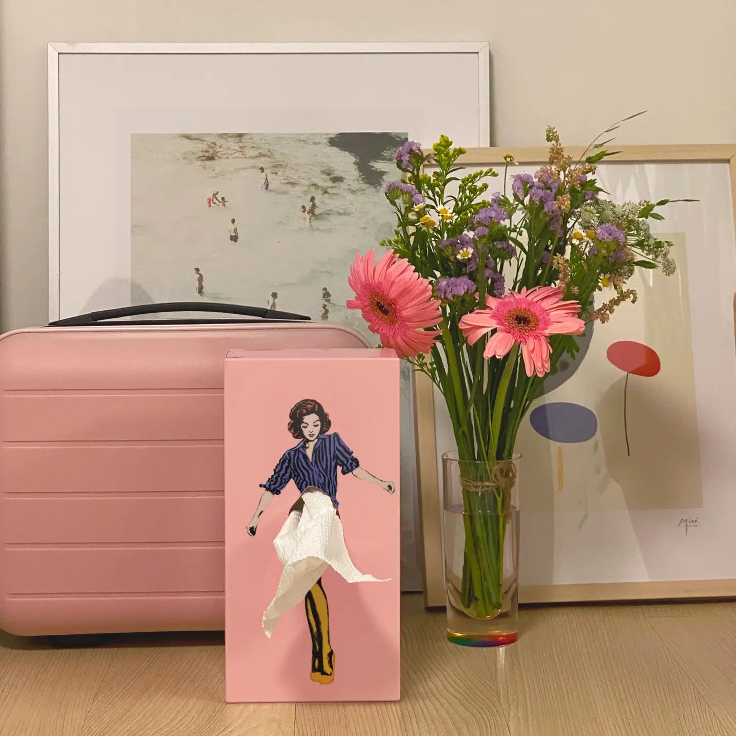 Spextrum Home Tissue Up Box Striped Shirt on Pink