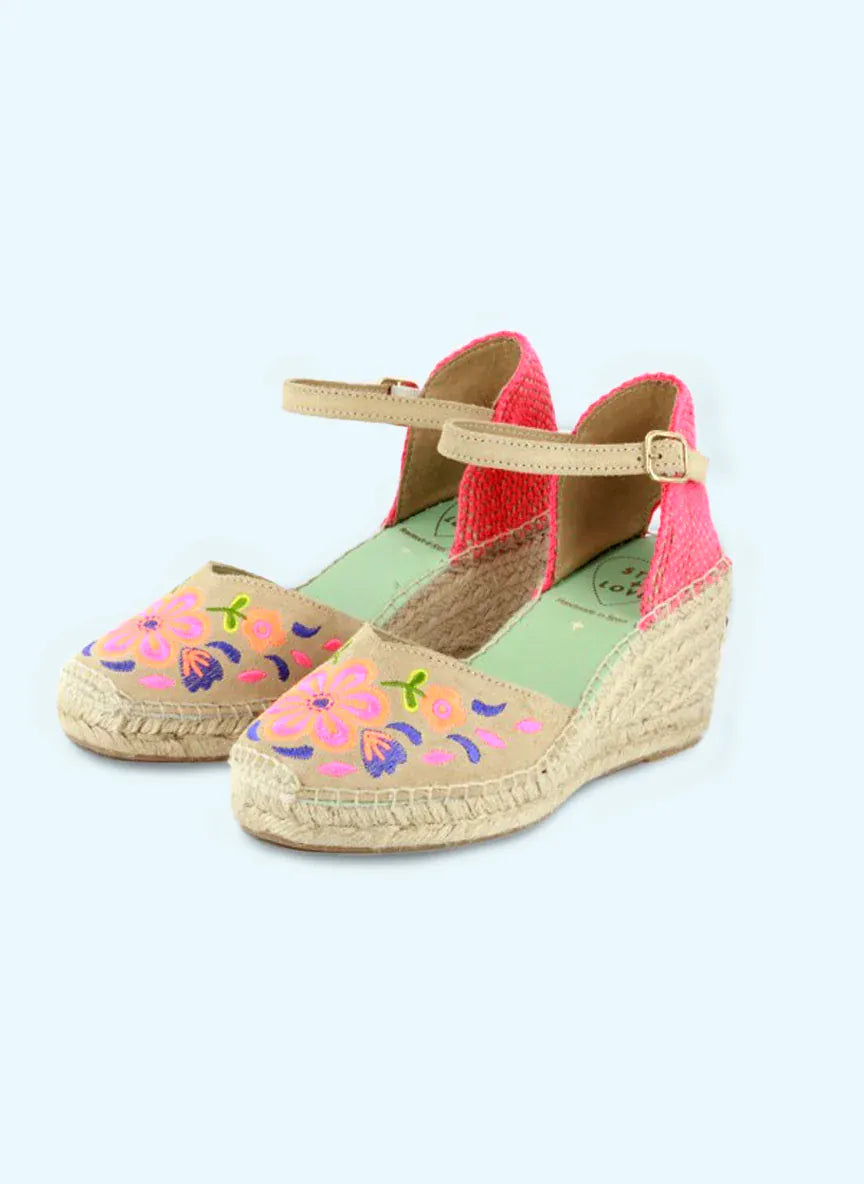 Star Love Ladies Shoes Libra Embroidered Fluorescent Espadrilles