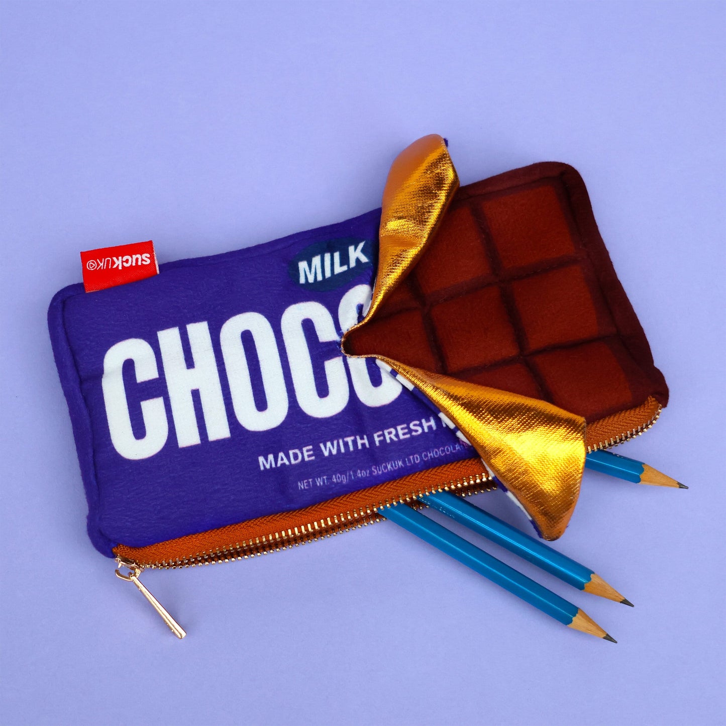 Suck UK Pencil Case Plush Chocolate Zip Pouch