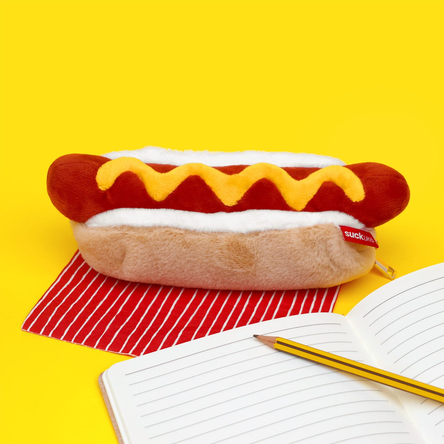 Suck UK Pencil Case Plush Hot Dog Zip Pouch