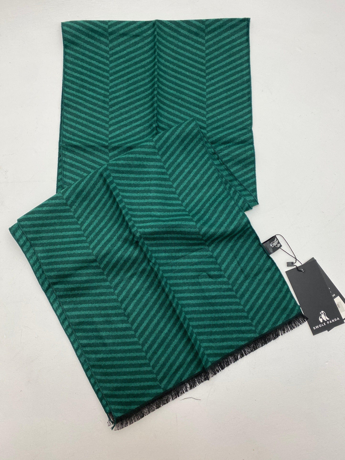 Swole Panda Mens Accessories Green Herringbone Bamboo Scarf