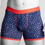Navy & Grey Spot Bamboo Boxer with Red Waistband