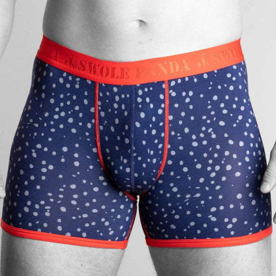 Swole Panda Mens Accessories Navy & Grey Spot Bamboo Boxer with Red Waistband