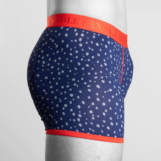 Swole Panda Mens Accessories Navy & Grey Spot Bamboo Boxer with Red Waistband