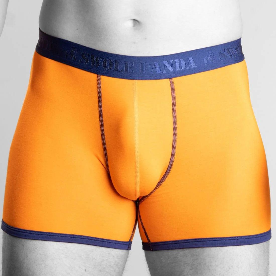 Swole Panda Mens Accessories Orange Bamboo Boxer with Blue Waistband