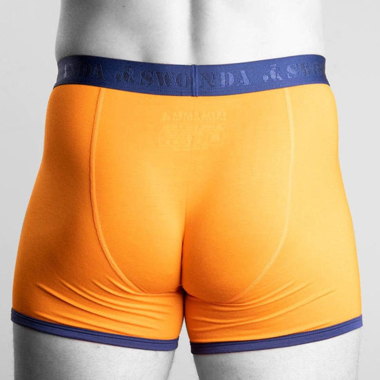Swole Panda Mens Accessories Orange Bamboo Boxer with Blue Waistband