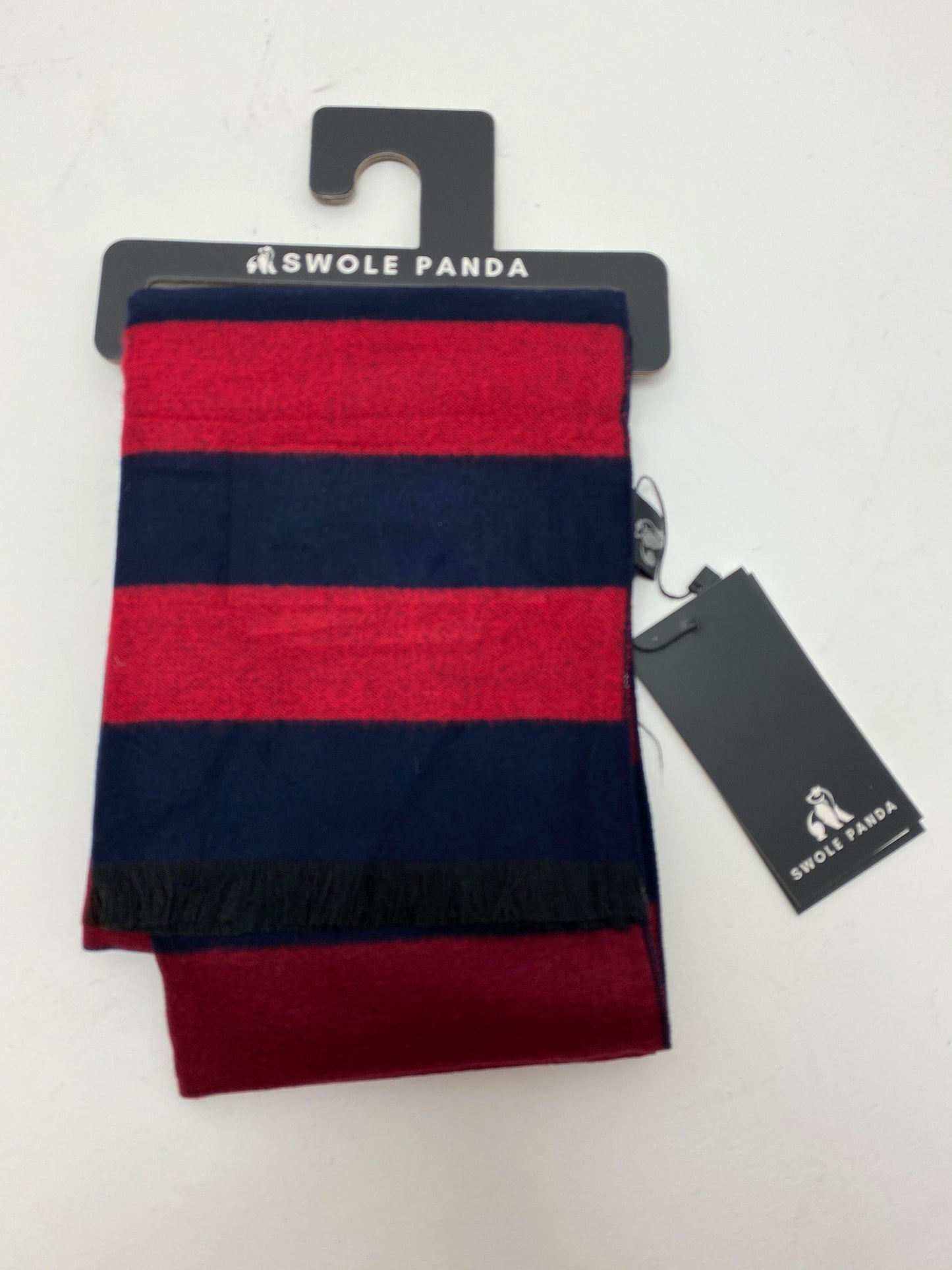 Swole Panda Mens Accessories Red, Burgundy & Navy Stripe Bamboo Scarf