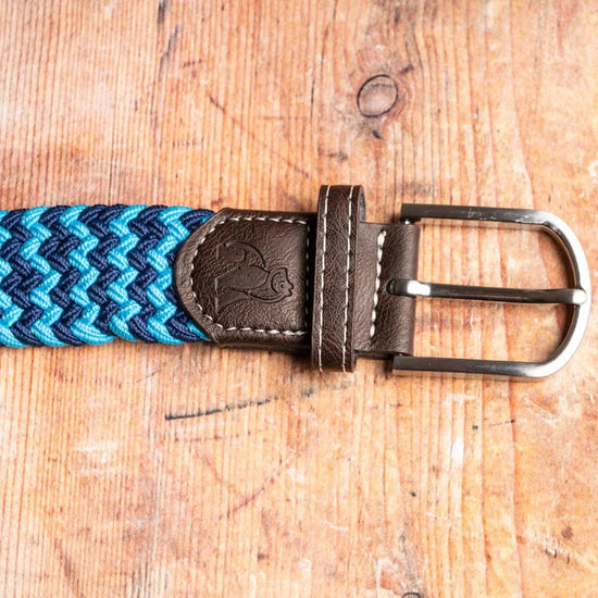 Swole Panda Mens Belts Sky Blue Zigazag Woven Belt