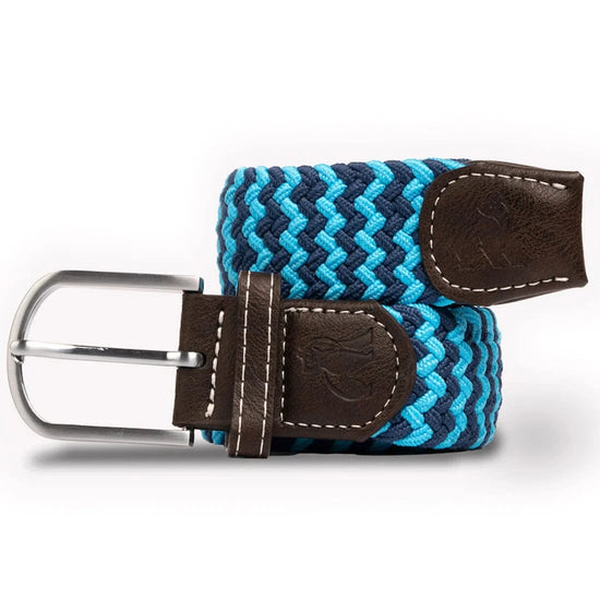 Swole Panda Mens Belts Sky Blue Zigazag Woven Belt