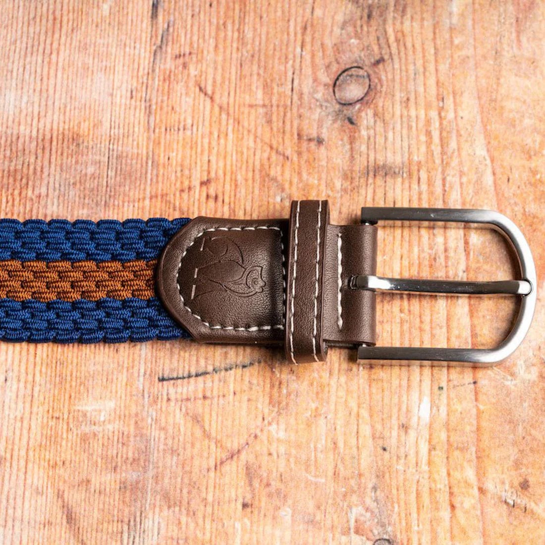 Swole Panda Mens Belts Woven Belt - Blue / Brown Stripe