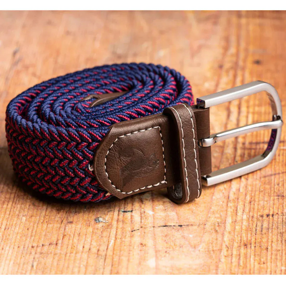Swole Panda Mens Belts Woven Belt - Blue / Red Fine Weave