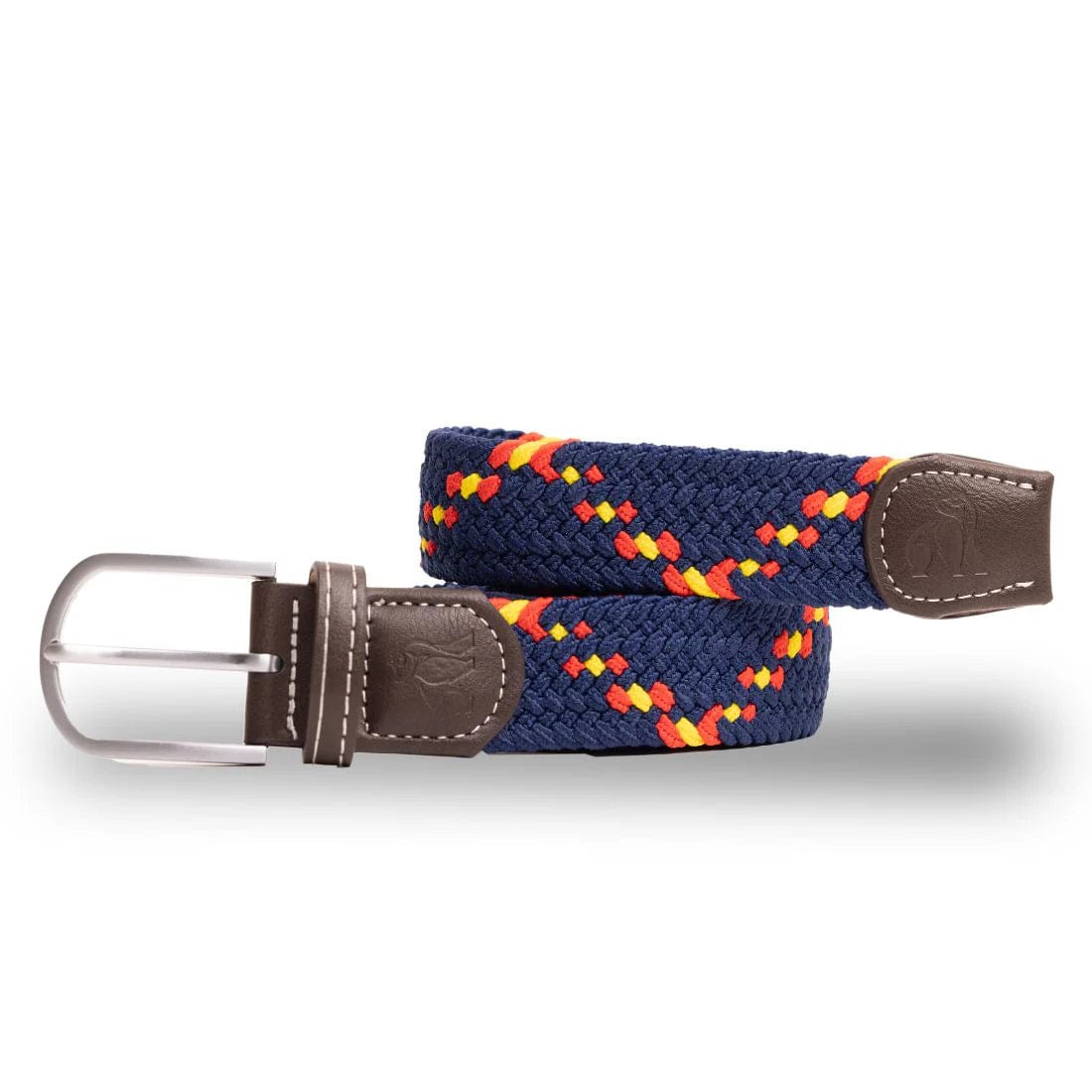 Swole Panda Mens Belts Woven Belt - Blue / Red / Yellow Diagonal Zigzag